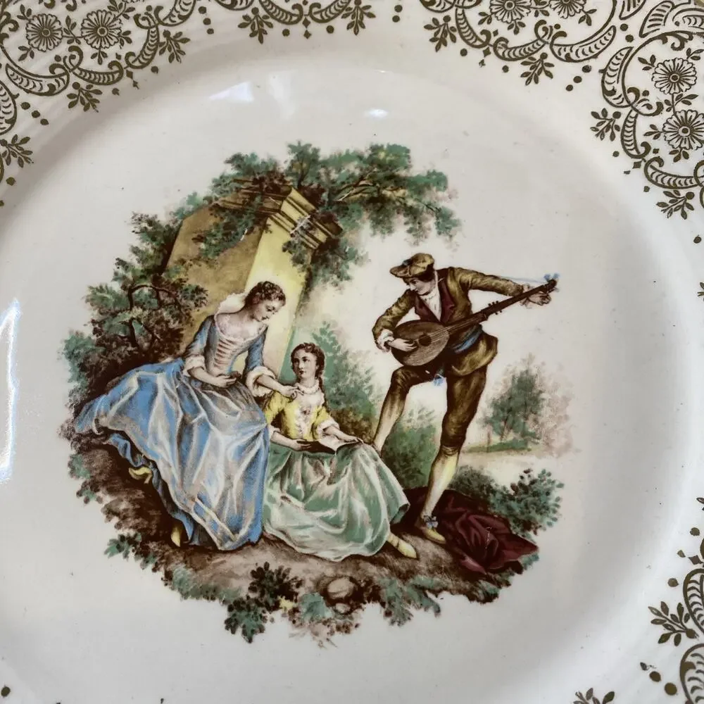 Royal China 22kt Gold Couple George & Martha Bowl & Limoge D'or Triumph plate